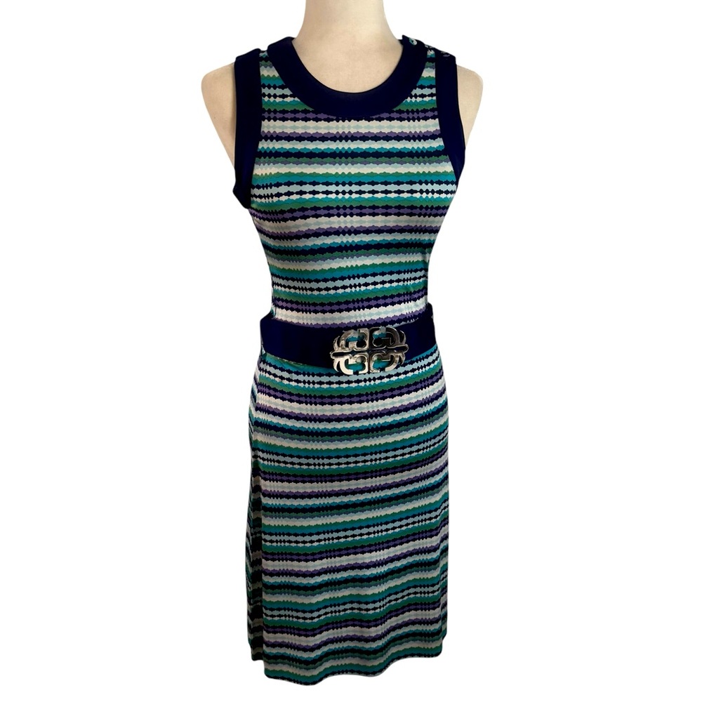 Tory Burch Logo Belt Silk Jersey Dress